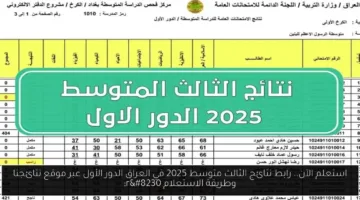 رابط مباشر للاستعلام عن نتائج الصف الثالث متوسط 2025 في العراق للدور الأول – تعرف على خطوات الوصول الآن